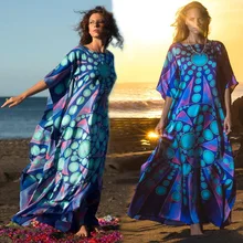 Bikini Cover Up Dresses Summer Tunics Women Beach Dress Swim Suit Swimwear Robes Plus Size Circles 2019 Cotton Skirt Loose