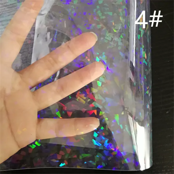 

Free shipping 7.6*12inch transparent hologram synthetic leather fabric for DIY accessories