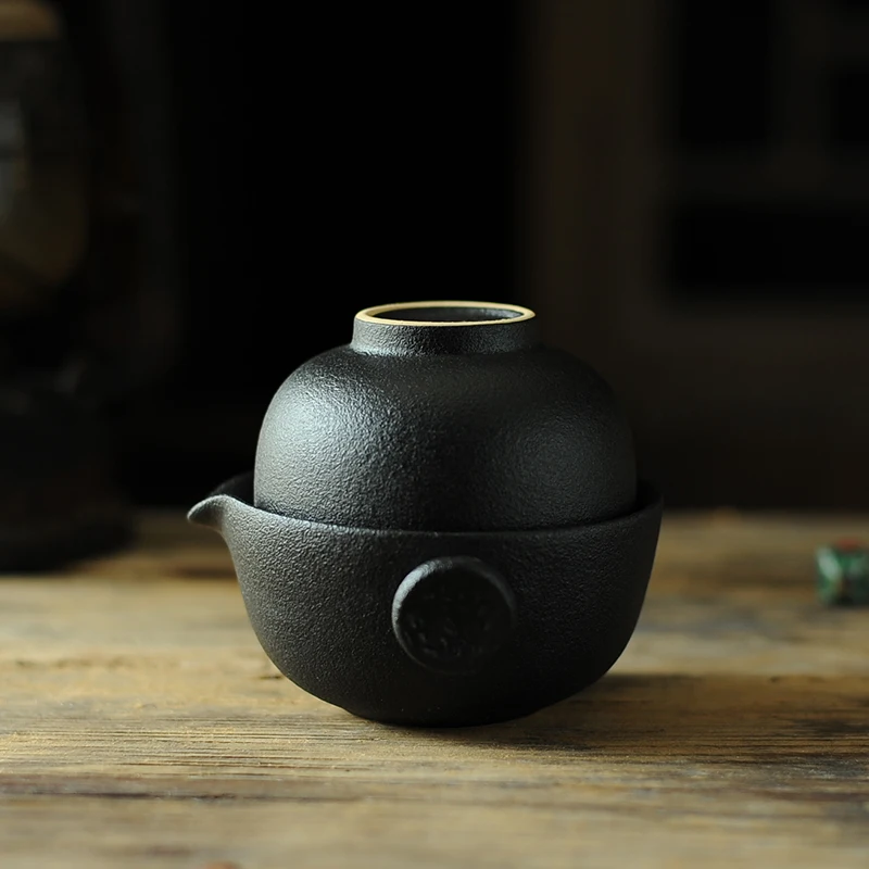 Purple Clay TeaPot Tea Cup Gaiwan,Portable Travel Tea Set,Traditional Purple Clay Set Grit pottery quik cup