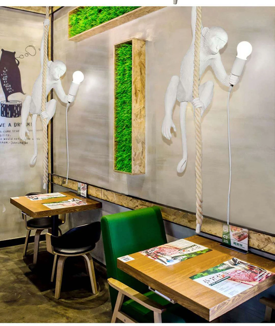 Lâmpada de Macaco de Resina Sala de Estar para Decoração de Casa E27 para Parede Pendente Pendante Luz 8 Lâmpada de macaco de resina, luz pendente,