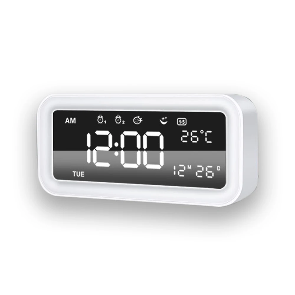 Светодиодный Будильник с зеркалом Wake Up Light цифровой будильник настольные часы электронные большие времени температурный дисплей настольные, декор дома