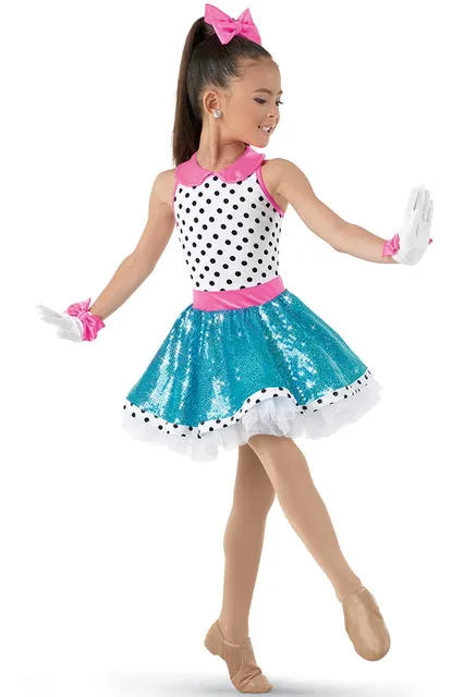white lively polka dot for any performance ballet dress for children