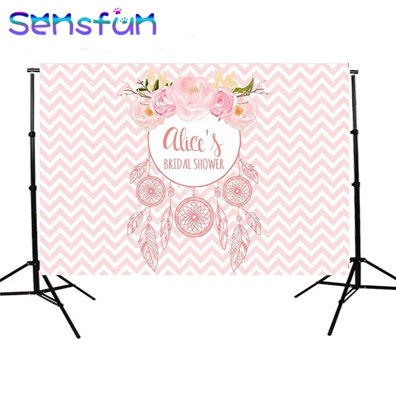 Sensfun фон розовая доска с Ловец снов цветы богемный стиль персональный дизайн Фонд
