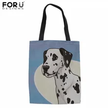 FORUDESIGNS/мешок хлопка Далматин печати Для женщин парусиновая сумка-шоппер для девочек-подростков ткань сумка мода льняная эко-сумка Бакалея Sacola