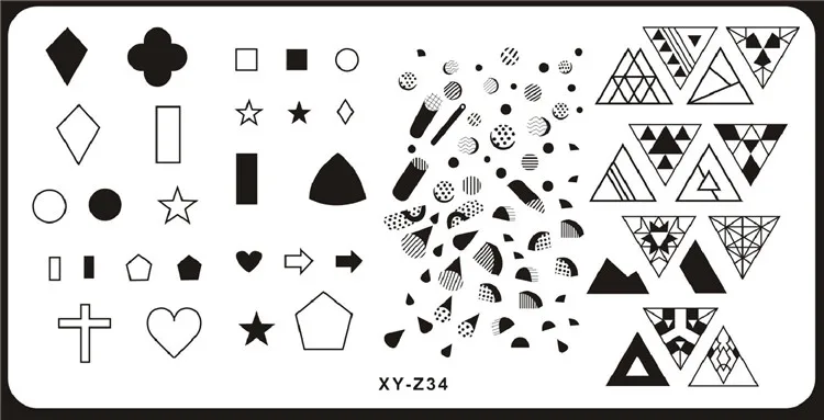 Шаблон геометрии ногтей шаблоны XY-Z серии прямоугольник художественный штамп с изображением для ногтей штамповки пластины 6*12 см
