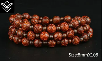 

India Lobular Red Sandalwood 8mmX108 Ruyi Buddha Bead Bracelet