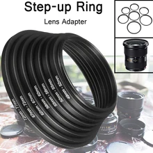 7 pièces métal pas à pas anneaux aluminium universel lentille adaptateur ensemble de filtres 49-52-55-58-62-67-72-77mm 49mm-77mm