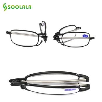 

SOOLALA Womens Mens Metal Alloy Full Frame Folding Magnifying Compact Reading Glasses For Parents Cheap Reader w/Mini Hard Case