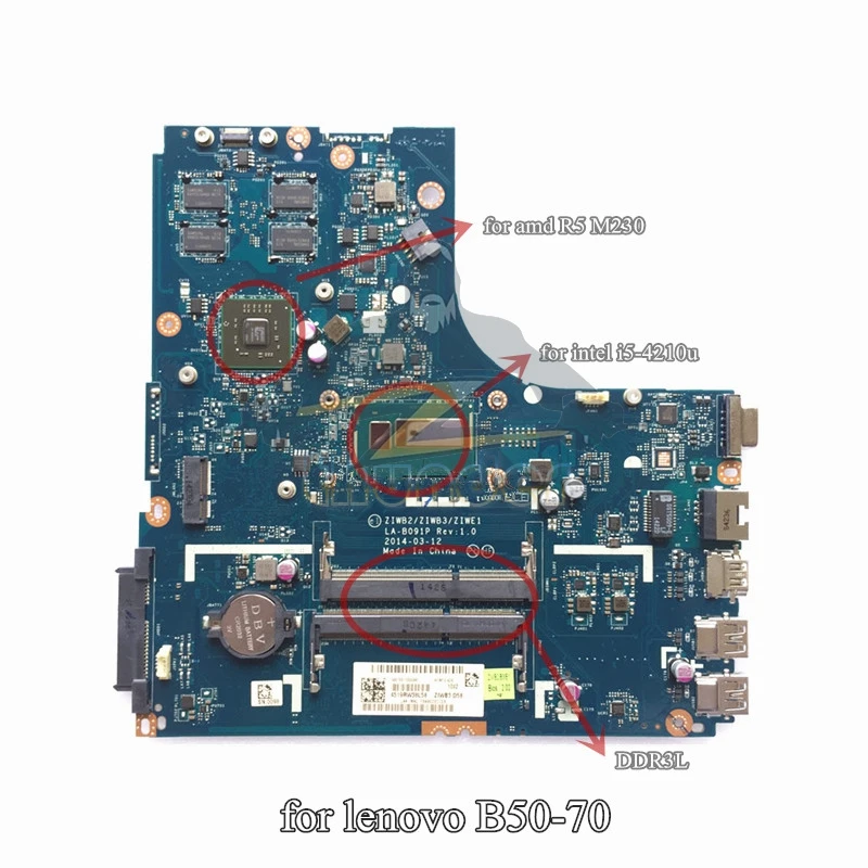 ZIWE1 ZIWB2 ZIWB3 LA-B091P для lenovo B50-70 материнская плата ноутбука i5-4210U R5 M230 ddr3L | Компьютеры и