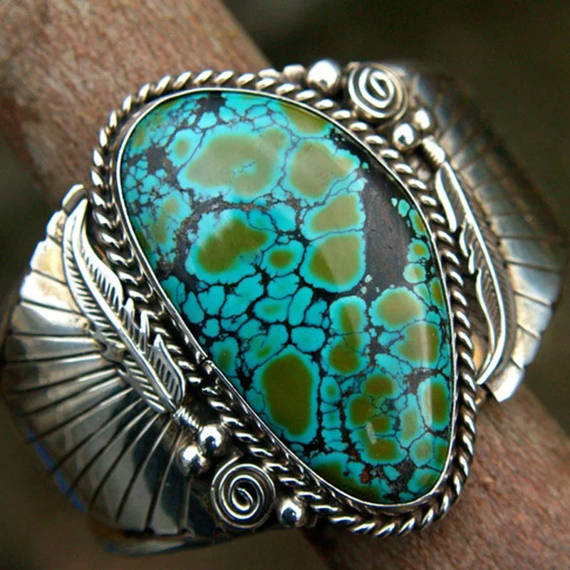 

Vintage Turquoises Rings for Women Wedding Bohemian Jewelry Ring Antique Silver Rings Bague Femme Anillos Gift Wholesale H4X745