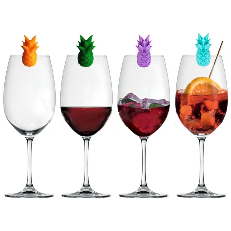 

6pcs/set Creative Wine Glass Marker Party Pineapple Type Wine Glass Marker Colorful Identification Friend Cup Sucker Mark Gifts