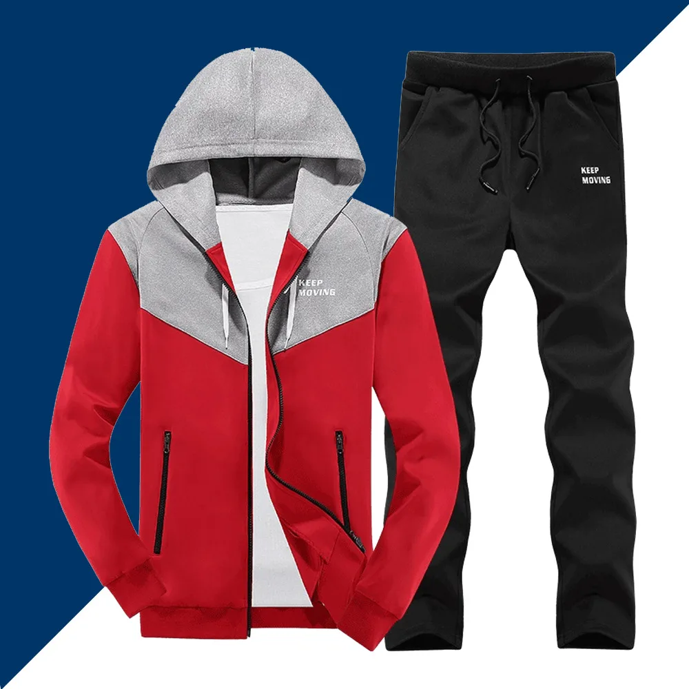 

Casual Tracksuit Men Sets Fashion Spring Autumn Two Piece Hooded Sweatshirt Jacket+Pant Sportswear Suit Male Trainingspak Mannen