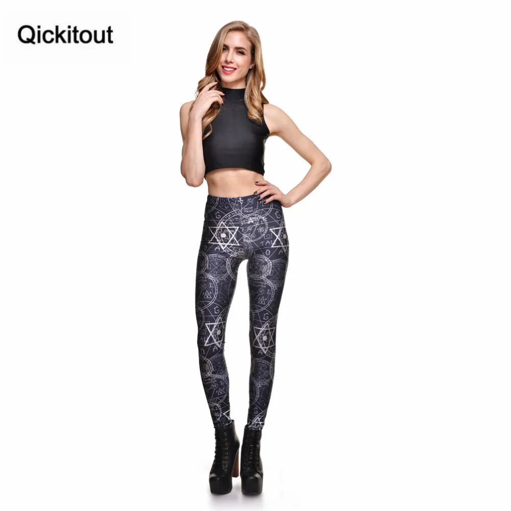 Qickitout леггинсы новые сексуальные модные женские леггинсы для фитнеса новые цифровые размерные геометрические узкие брюки-джегинсы