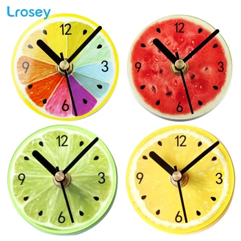 

Nordic Fruit Fridge Magnet lemon watermelon refrigerator clock message holder magnetic wall clock home decoration accessories