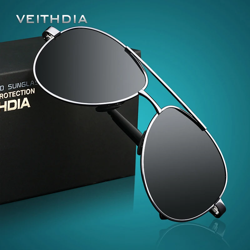 VEITHDIA Óculos De Sol Da Marca Designer Pilot Polarized Masculino Óculos de Sol dos homens Óculos de sol gafas oculos de sol masculino Para Os Homens 1306