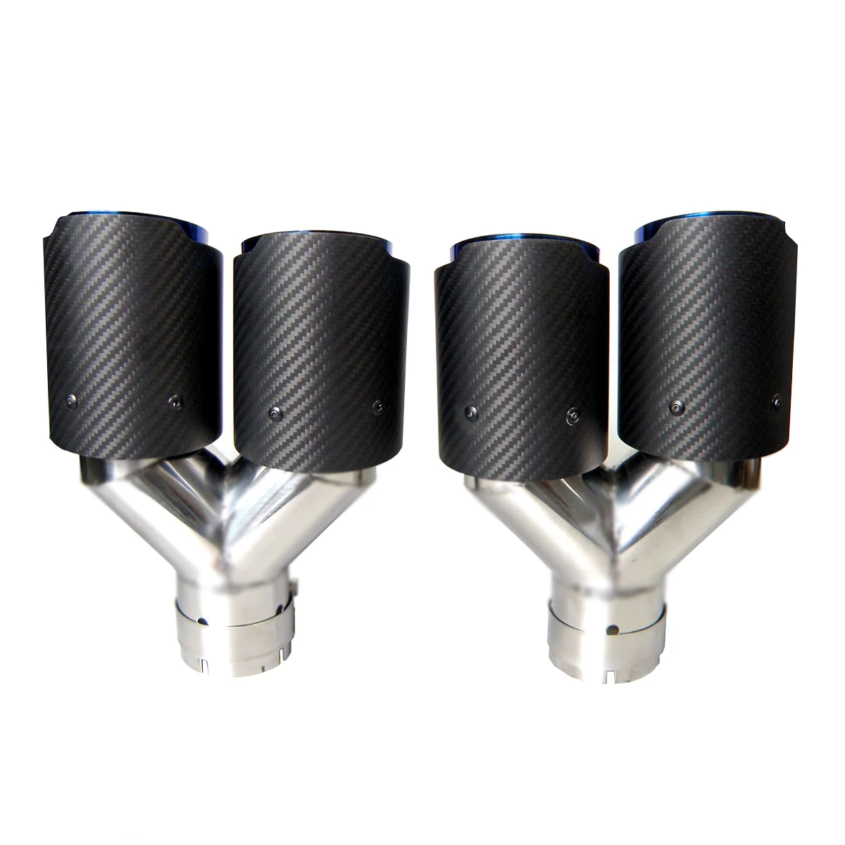 

Dual Carbon Fiber + Stainless Steel Burnt Blue Universal Auto Akrapovic Type Exhaust Tip Double End Pipe for BMW BENZ VW Golf