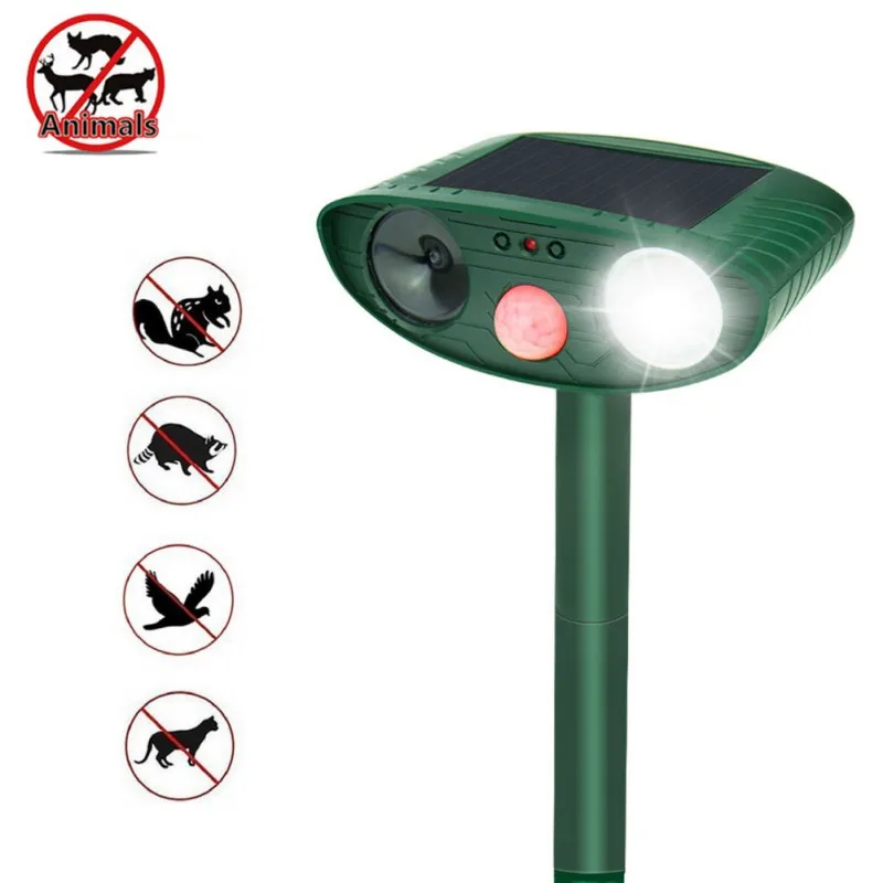 Cat Dog Repellent Ultrasonic Solar Powered Motion Activated Fox Raccoon Rat Squirrel Animal Pest Repellent Repeller Control