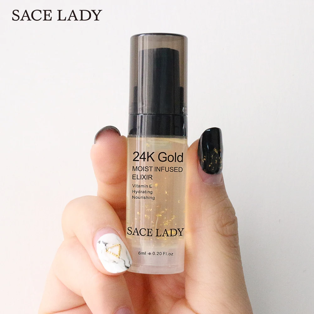 SACE LADY 24K Gold Elixir масло для лица макияж Праймер 6 мл Профессиональный увлажняющий макияж База основа праймер пор косметика