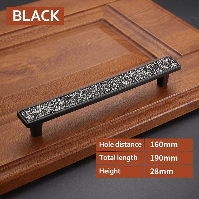 Glitter Black Door Handles Modern Simple Drawer Knobs Pulls Kitchen