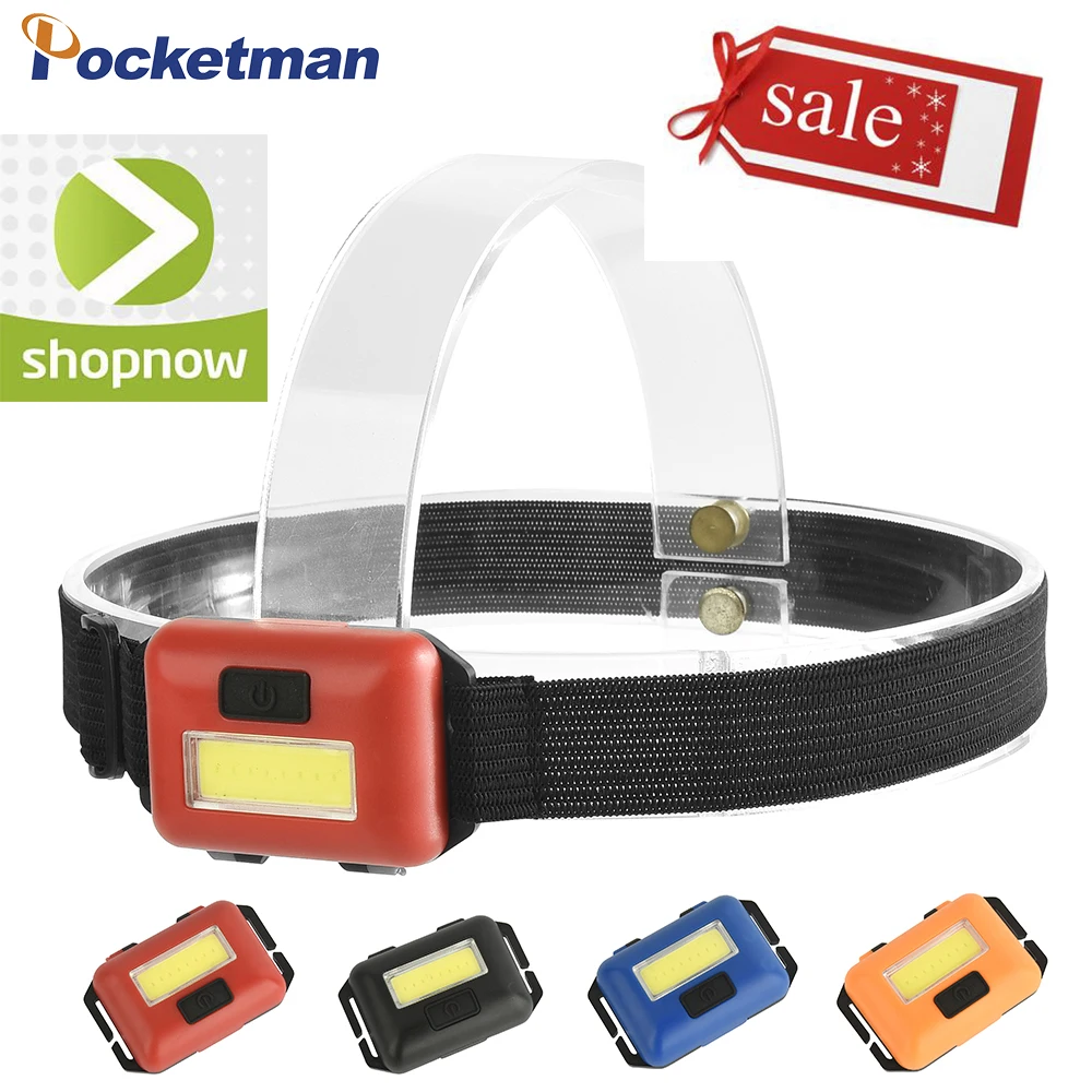 

Mini COB LED Headlight Outdoor Camping Fishing Hiking Headlamp black blue red orange LED Flashlight with 3*AAA battery
