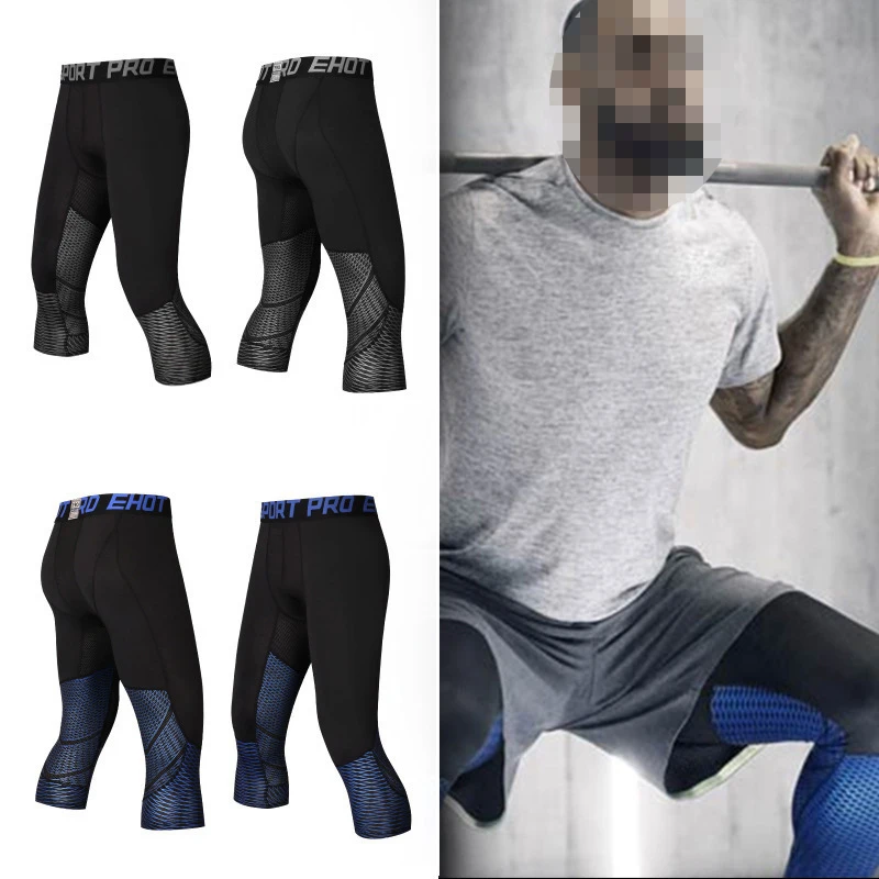 

Mens Compression pants 3/4 Pants Quick Dry Elasticity Jogger Tights Fitness Pants Skinny Leggings running Trousers