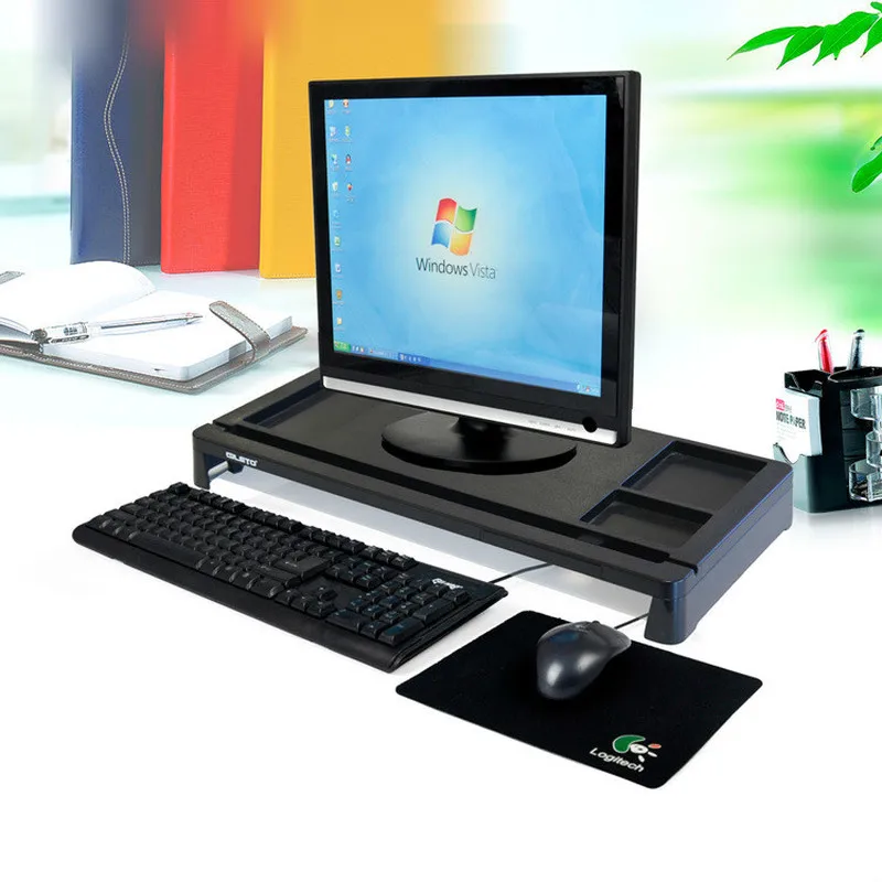 

Computer Screen Higher Rack with USB Spot Laptop Bracket Office Supplies Organizer Desktop Display Bracket Desktop Booster Shelf