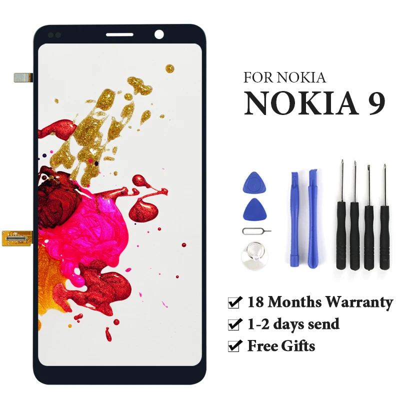 

Phone Replacement Spare Part For Nokia 9 2018 Version LCD Display AMOLED TA-1004 TA-1005 High Quality Screen Digitizer Assembly