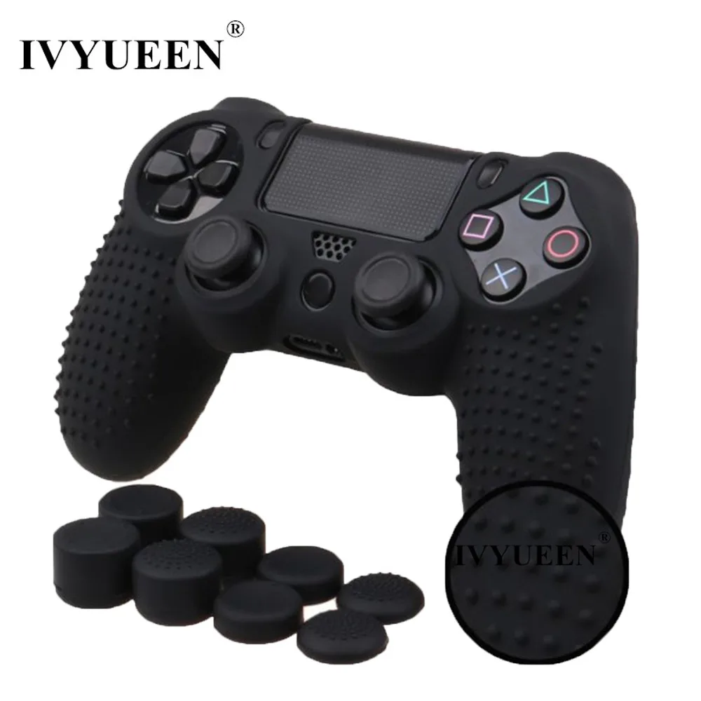 IVYUEEN 9 в 1 для Dualshock 4 PS4 Slim Pro контроллер шипованных кожи Премиум Защитная мягкие Нескользящие силиконовый захват чехол