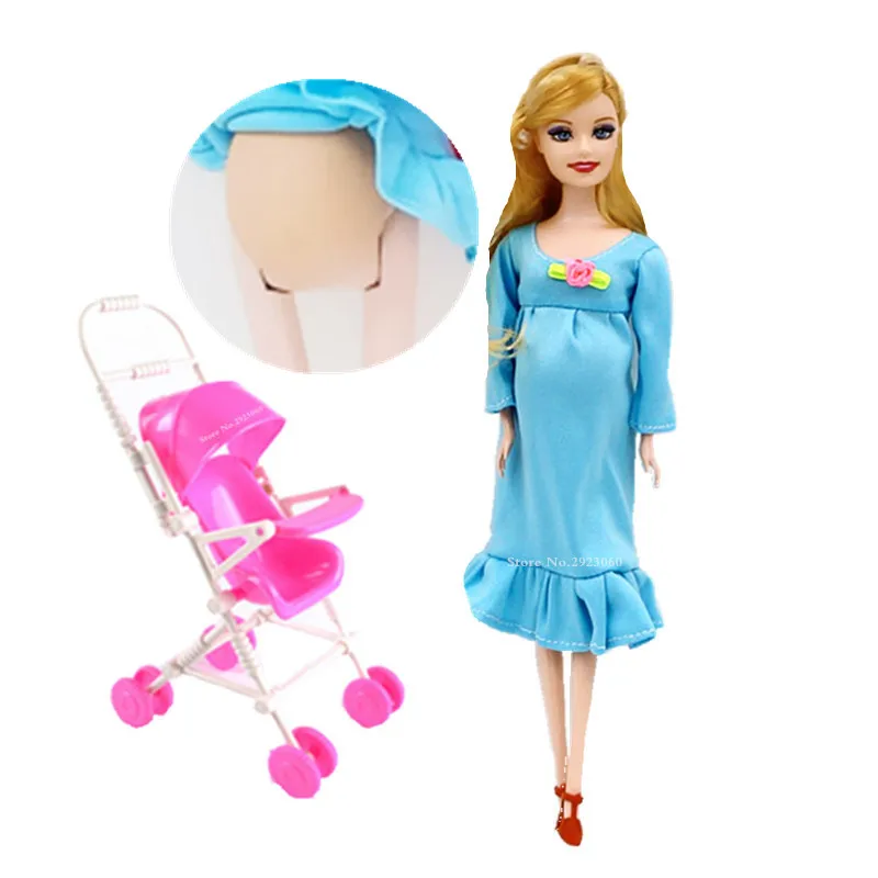Обучающая настоящая кукла для беременных, костюмы для мамы, кукла+ тележка, есть ребенок В ЖИВОТИКЕ, лучший друг, играть с девочками, игрушки, лучший подарок, XD127 - Цвет: Синий