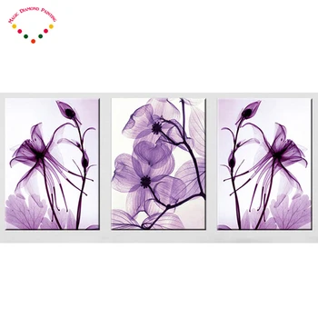 

3pcs/set Purple Flower Decorative Picture,DIY Diamond Embroidery,diamond mosaic,diamond painting cross stitch home decoration