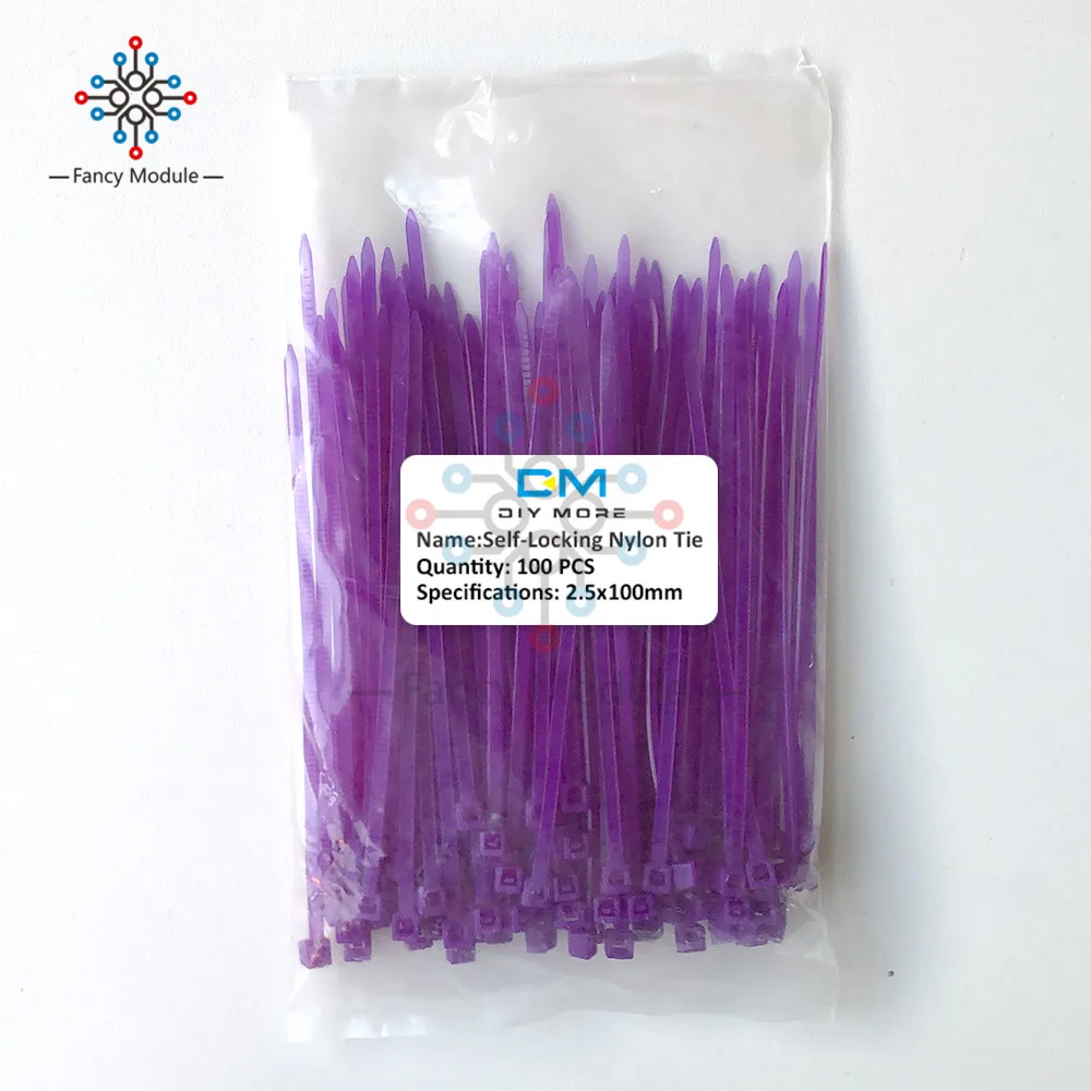 100 шт красочные нейлоновые обвязка-маркер Галстуки, этикетки провода ремни, самоблокирующийся пластиковый нейлоновый кабель, 12 цветов 2,5*100 мм