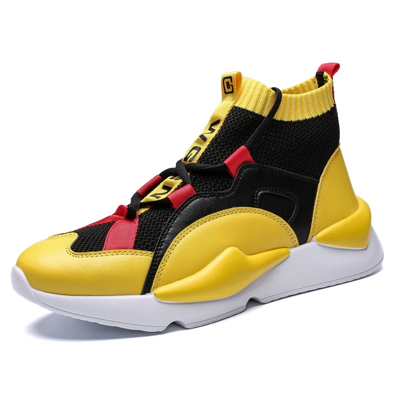 cheap JUNSRM The New Men Hip hop Sneakers Thick Sole Platform Shoes Web Celebrity Chunky Dad Sneakers Chaussures Femme Buty Damskie