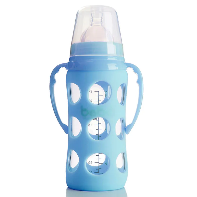 300 мл силиконовая стеклянная бутылка с ручкой для кормления ребенка, регулируемая чашка для воды, бутылочки для новорожденных