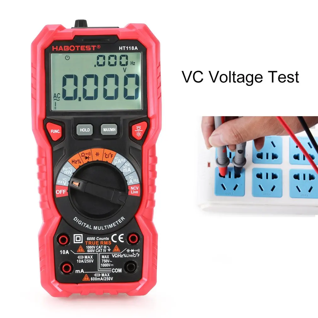 Цифровой мультиметр HT118A HT118C HT118D Подсветка Зуммер AC DC Амперметр Вольтметр Ом измеритель температуры хранение данных батарея тест