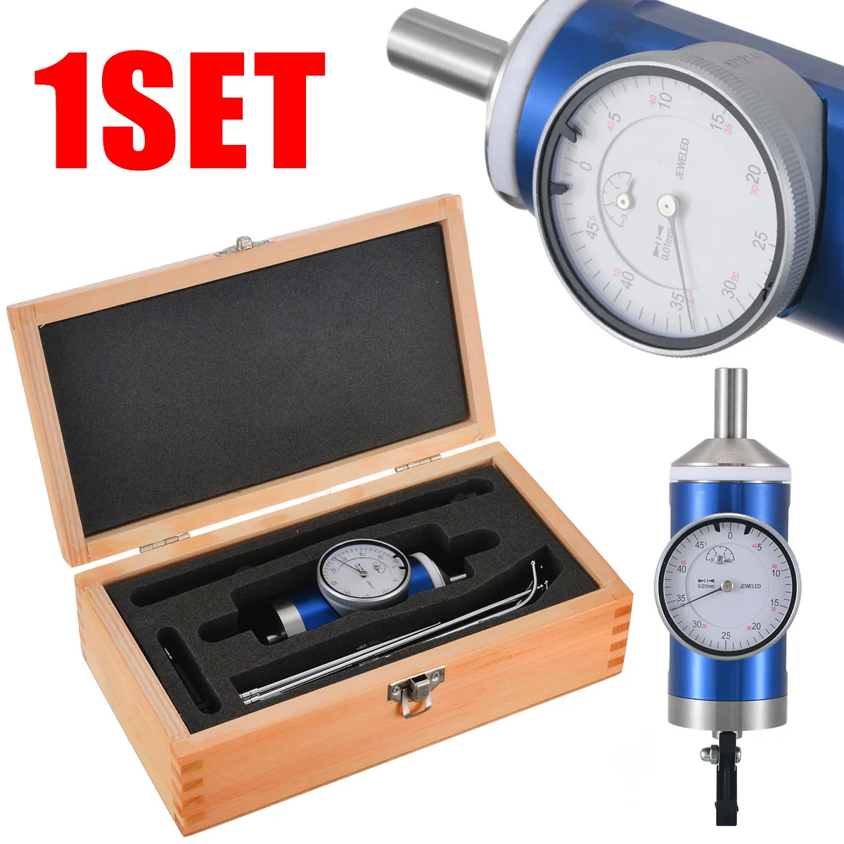 New Coaxial Centering Dial Test Indicator Set 0-3mm Center Finder Milling Tool 0.01mm Accuracy with Wooden Box Measuring Tool