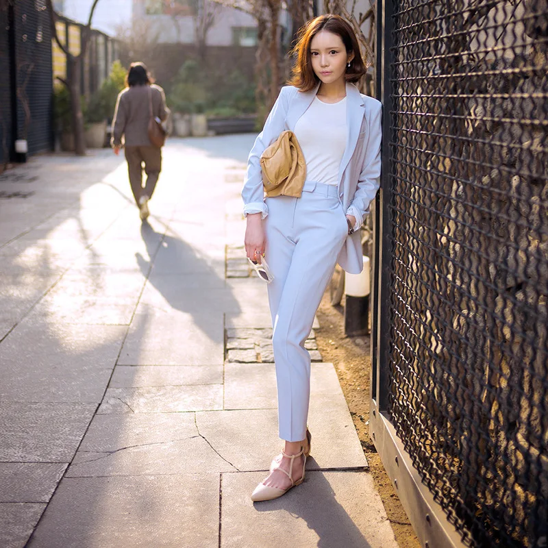 

Newest Winter Spring Elegant Office Lady Business Suits Female Two Piece Sets Femme Long Sleeve Jacket and Trouser suits