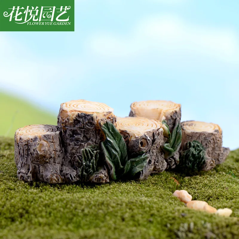 

1 Pcs Moss Micro-landscape Decoration Animation Cartoon Zakka Simulation of Five Tree Pile Bridges Miniature Garden Ornament