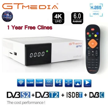 

Free sat GTC DVB-S2 DVB-C DVB-T2 ISDB-T Android 6.0 TV BOX S905D 2/16GB BT4.0 Satelliet ontvanger +1year Europe cccam Cline