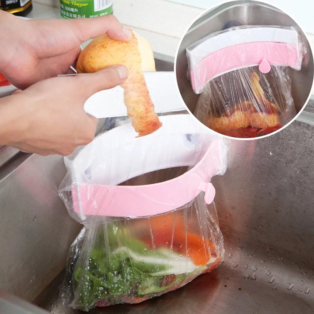 Sink Can Be Clipped Garbage Rack Strong Three Suction Cup Trash Bag Holder Kitchen Door Cabinet Hanging Bag Rubbish Hanger