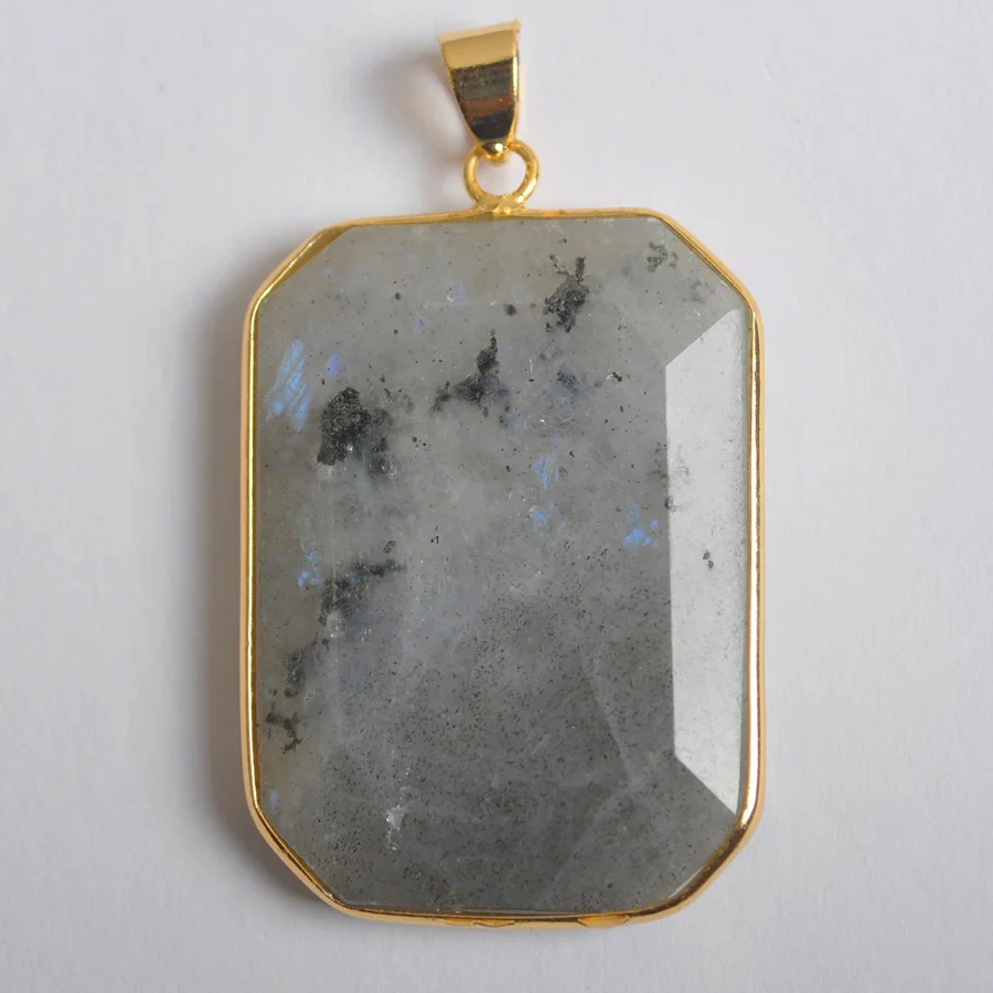 Free Shipping 44x26x6MM Natural Stone Bead Gray Labradorite Pendant 1Pcs K2042 | Украшения и аксессуары