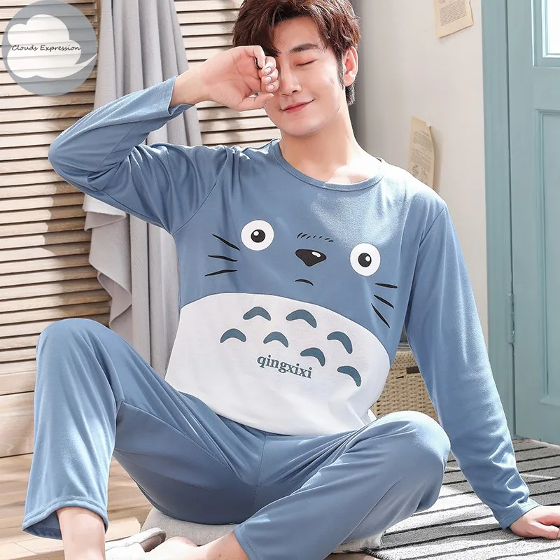 Men-s-Pajamas-Spring-Long-Sleeve-Cotton-Pyjamas-Sleepwear-Male-Stripe-Lounge-Cartoon-Pajama-Sets-Plus_副本