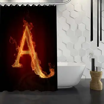 

Custom Fire Letters Shower Curtain Waterproof Fabric Shower Curtain for Bathroom WJY1.17