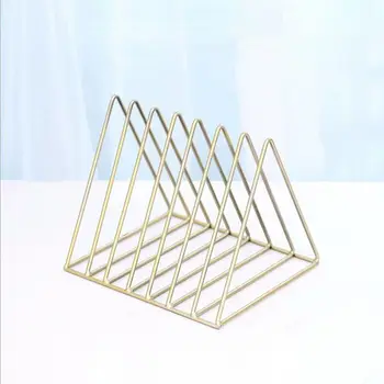 

Nordic triangle simple wrought iron shelves desktop storage rack shelf file magazine storage box office rack jewelry