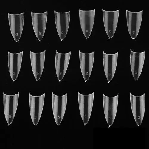 

HobbyLane 500pcs Clear Sharp Ending Stiletto glitter Color Nails Art Tips Flat Shape Full Cover Manicure Fake Nail Tips