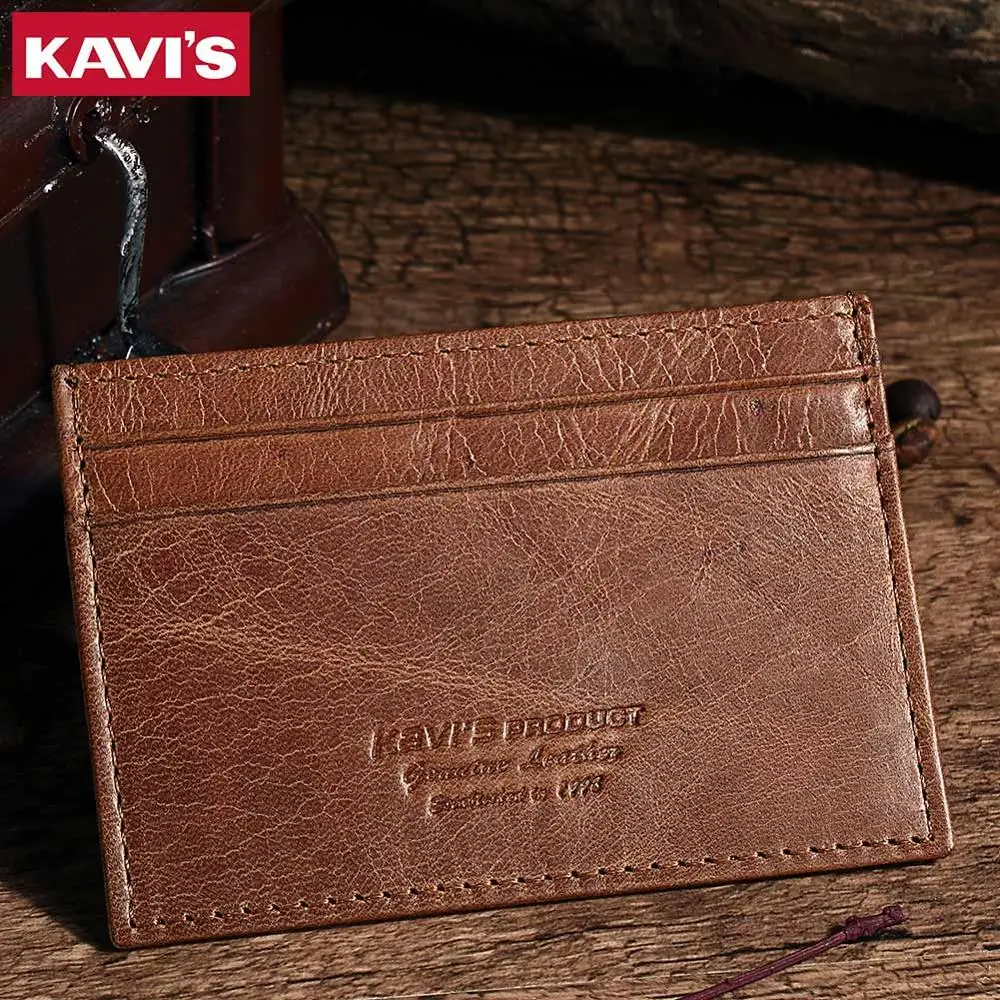 

KAVIS High Quality Leather Credit Card Wallet Men Credit ID Cards Holder Small Wallet Coin Purse Slim Thin Male Mini