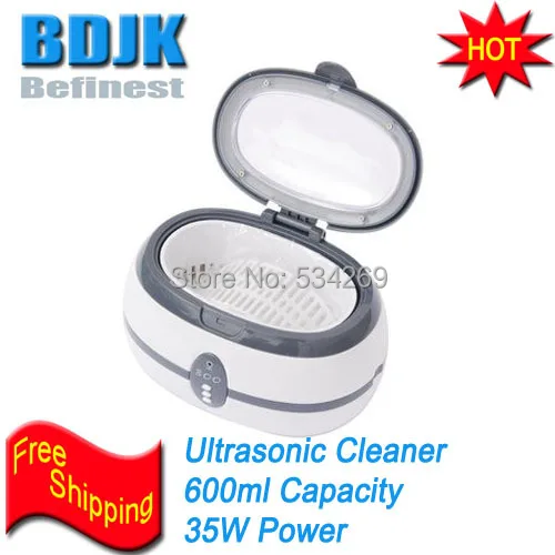 

Free Shipping Popular 600ml Plastic Ultrasonic Cleaner with SS Inner, Sterilize and Clean Various Items
