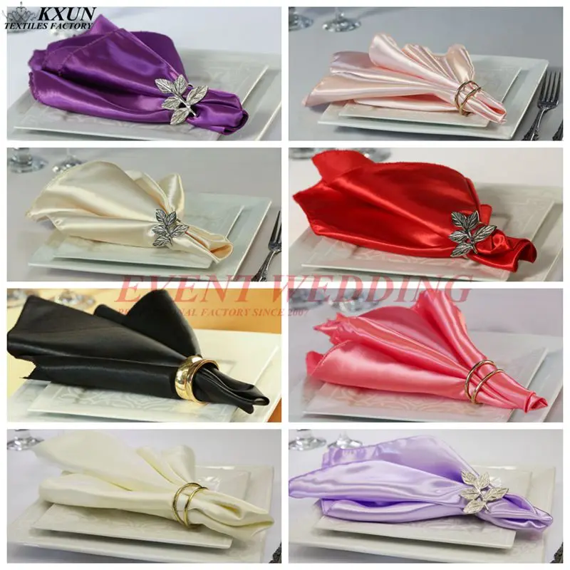 

Cheap Table Napkin Square Satin Fabric Pocket Handkerchief Cloth for Wedding Decoration Event Party Hotel home Supplies