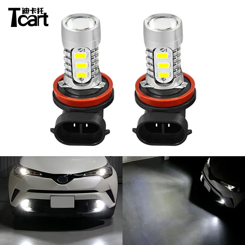 

Tcart Car LED Front Fog Light Bulbs H8 H9 H11 Auto Led Driving Lamps For Toyota CHR C-HR 2017 2018 Accessories