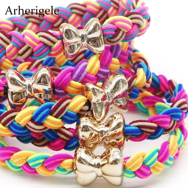 

Arherigele 5pcs Elastic Hair Bands Mini Butterflies Hair Rope Ring Multicolor Twist Braided Headwear Hair Accessories for Women