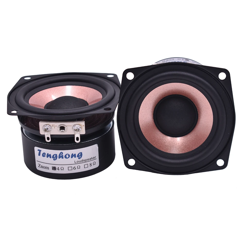 Tenghong 2pcs 2.5 Inch HIFI Audio Speaker 4/8Ohm 8-15W Full Range Desktop High Sensitivity Bass Midrange Treble Loudspeaker DIY